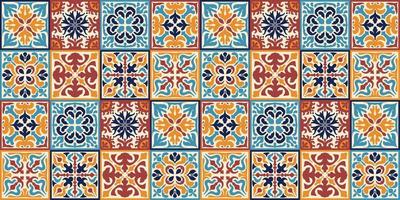 desatado marroquino mosaico telha padronizar com colorida patchwork. vintage Portugal azulejo, mexicano talavera, italiano majólica ornamento, arabesco motivo ou espanhol cerâmico mosaico vetor