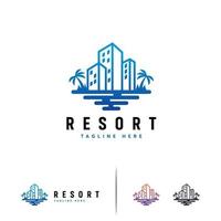 modelo de logotipo de hotel e resort, criação de designs de logotipo, logotipo de viagens vetor