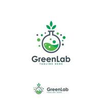 vetor de conceito de projetos de logotipo de laboratório verde, modelo de logotipo de vidro de laboratório de natureza