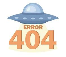 404 erro ícone com estrangeiro nave espacial. página perdido e mensagem não encontrado. ufo. vetor plano ilustração