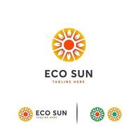 eco sun logo designs conceito vetor, folha e logotipo do sol vetor