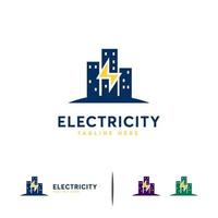Vetor de conceito de projetos de logotipo de eletricidade, construção de modelo de logotipo de eletricidade