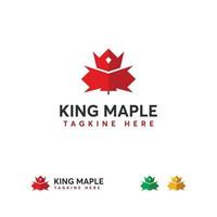 vetor de conceito de designs de logotipo king maple, logotipo canadian leaf, modelo de logotipo canadian king king