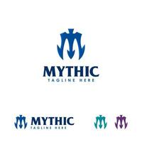 modelo de design de logotipo mítico, símbolo de design de logotipo tridente, símbolo de logotipo de lança vetor