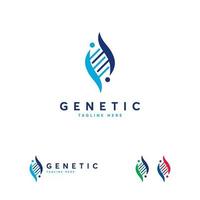 vetor de conceito de design de logotipo genético, conceito de design de logotipo de dna