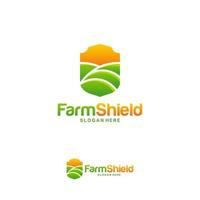 farm shield logo designs concept vector, nature shield logo template symbol, ecologia proteger logo vetor