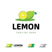 tmeplate do logotipo da fruta fresca com limão, símbolo do logotipo da fatia de limão, símbolo do limão vetor