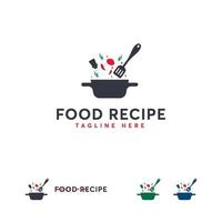 vetor de conceito de design de logotipo de receita de comida, modelo de design de logotipo de cozinha