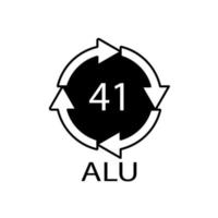 símbolo de reciclagem de alumínio alu 41. ilustração vetorial vetor