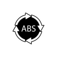 ícone de vetor de abs 9 de símbolo de reciclagem de plástico. código de reciclagem de plástico abs.