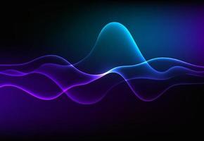 ondas sonoras de fala moderna oscilando luz azul escura, fundo abstrato de tecnologia. ilustração vetorial vetor