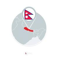 Nepal mapa e bandeira, vetor mapa ícone com em destaque Nepal