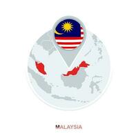 Malásia mapa e bandeira, vetor mapa ícone com em destaque Malásia