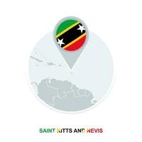 santo kitts e nevis mapa e bandeira, vetor mapa ícone com em destaque santo kitts e nevis