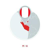 Peru mapa e bandeira, vetor mapa ícone com em destaque Peru