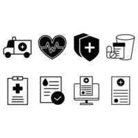 clínica ícone vetor definir. hospital ilustração placa. Socorro símbolo. enfermaria logotipo. ambulância marca.