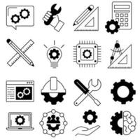 Engenharia ícone vetor definir. construção ilustração placa coleção. concepção símbolo ou logotipo.