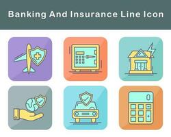 bancário e seguro vetor ícone conjunto