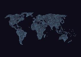 conexão de circuito digital de rede global. ponto de mapa mundial e conceito de composição de linha de negócios globais. ilustração vetorial vetor