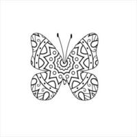 vetor fofa borboleta mandala coloração página