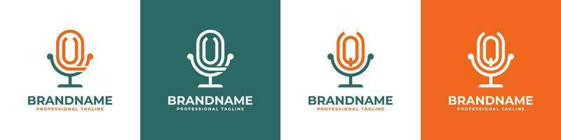 carta uq ou qu podcast logotipo, adequado para qualquer o negócio relacionado para microfone com uq ou qu iniciais. vetor