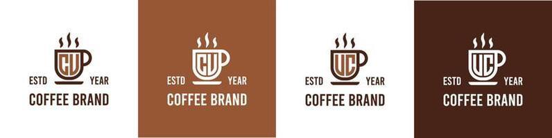 carta cu e uc café logotipo, adequado para qualquer o negócio relacionado para café, chá, ou de outros com cu ou uc iniciais. vetor