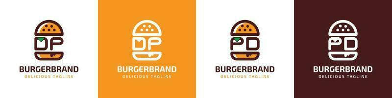 carta dp e pd hamburguer logotipo, adequado para qualquer o negócio relacionado para hamburguer com dp ou pd iniciais. vetor