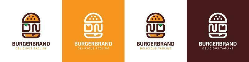 carta dn e WL hamburguer logotipo, adequado para qualquer o negócio relacionado para hamburguer com dn ou WL iniciais. vetor