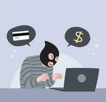 vetor ilustração financeiro crime hackear de computador portátil