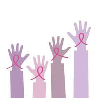 seio Câncer consciência e prevenção conceito, mulher mãos segurando Rosa fita símbolo para Apoio, suporte e luta para saúde Câncer, plano vetor ilustração