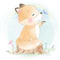 foxy fofa com ilustração floral vetor