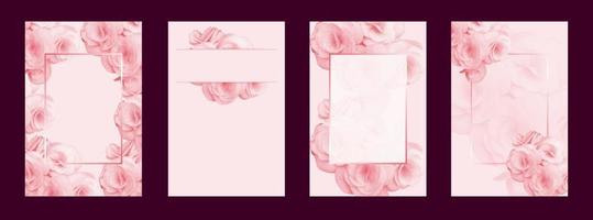 flor e quadro de fundo de cartão de casamento para design de coleção de capa de banner de mensagem de texto vetor