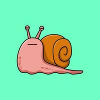 ilustração do uma fofa Caracol caminhando dentro Rosa vetor