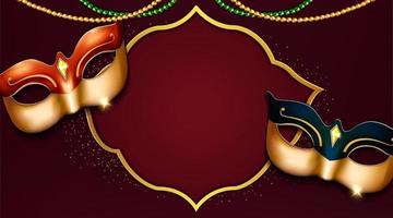 Design de banner luxuoso para festa de carnaval em Veneza com belas máscaras