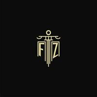 fz inicial monograma para advogados logotipo com pilar Projeto Ideias vetor