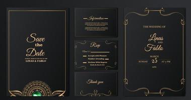 coleção de modelos de cartão de convite de casamento de luxo vetor