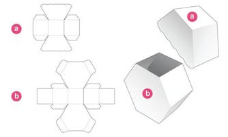 caixa de presente hexagonal e modelo de tampa cortada vetor