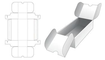 caixa de papelão com ponto de abertura central com molde de tampa cortada vetor