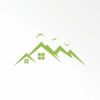 pássaros, cobertura casa e janelas gostar montanha imagem gráfico ícone logotipo Projeto abstrato conceito vetor estoque. pode estar usava Como uma símbolo relacionado para propriedade e aventura.