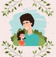cartão de feliz dia dos pais com pai e filha vetor