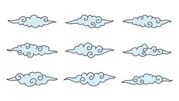 conjunto do azul estético nuvens ícone isolado arte decoração vetor