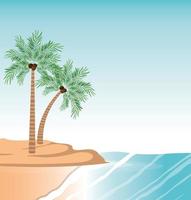 paisagem de praia com palmeiras vetor