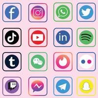 vetor social meios de comunicação ícones vetor conjunto com Facebook, Instagram, Twitter, tiktok, Youtube logotipos