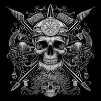 pirata crânio é uma símbolo do a sem lei e perigoso mundo do piratas. isto representa morte, perigo, e rebelião, frequentemente retratado com cruzado ossos ou espadas vetor