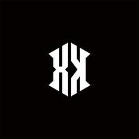 xk logotipo monograma com escudo forma desenhos modelo vetor