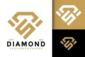 carta s diamante joalheria logotipo vetor