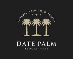 datas Palma árvore meio leste silhueta elegante luxo clássico vintage hipster vetor logotipo Projeto