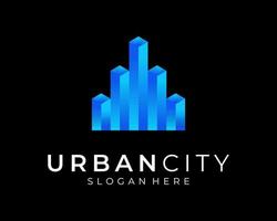 urbano cidade construção arranha-céu arquitetura metrópole luxo moderno colorida vetor logotipo Projeto