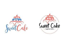 logotipo de bolo doce ícone de logotipo de cupcake vetor