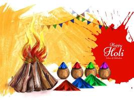 feliz holi indiano hindu colorida celebração festival cartão Projeto vetor